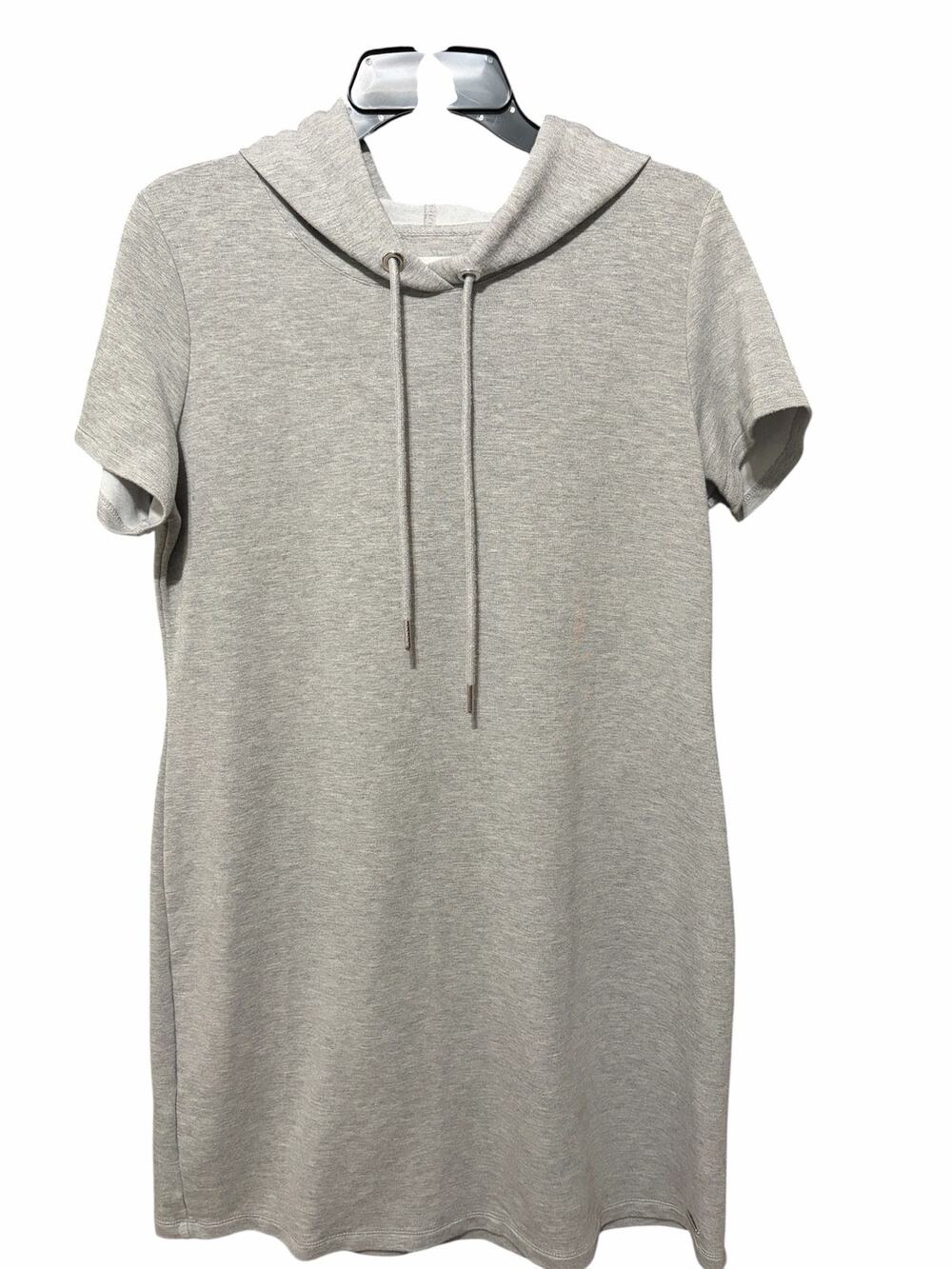 Calvin Klein Hoodie Dress Large Gray Short Sleeve Sweatshirt Athleisure Casual